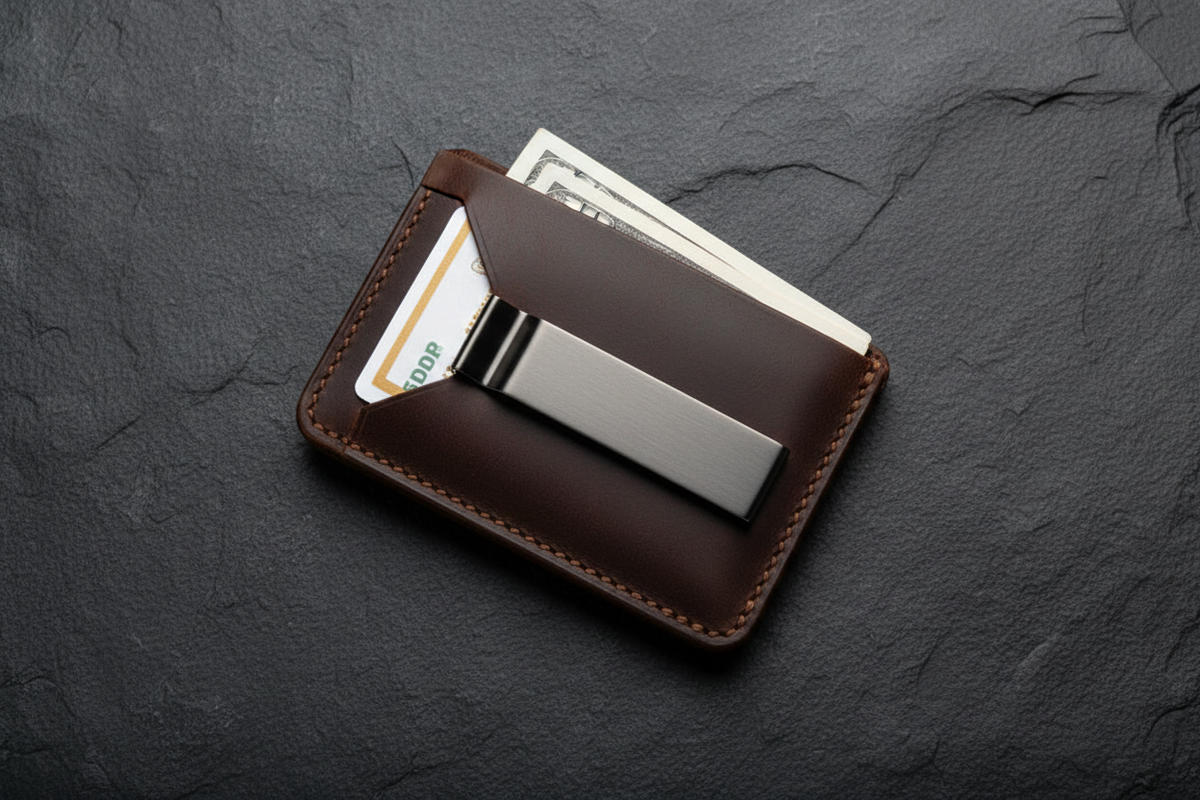 Leather Magnetic Money Clip Wallet