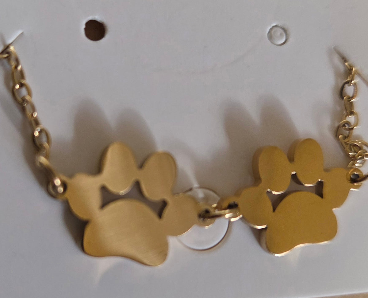 Double Dog Paw Necklace
